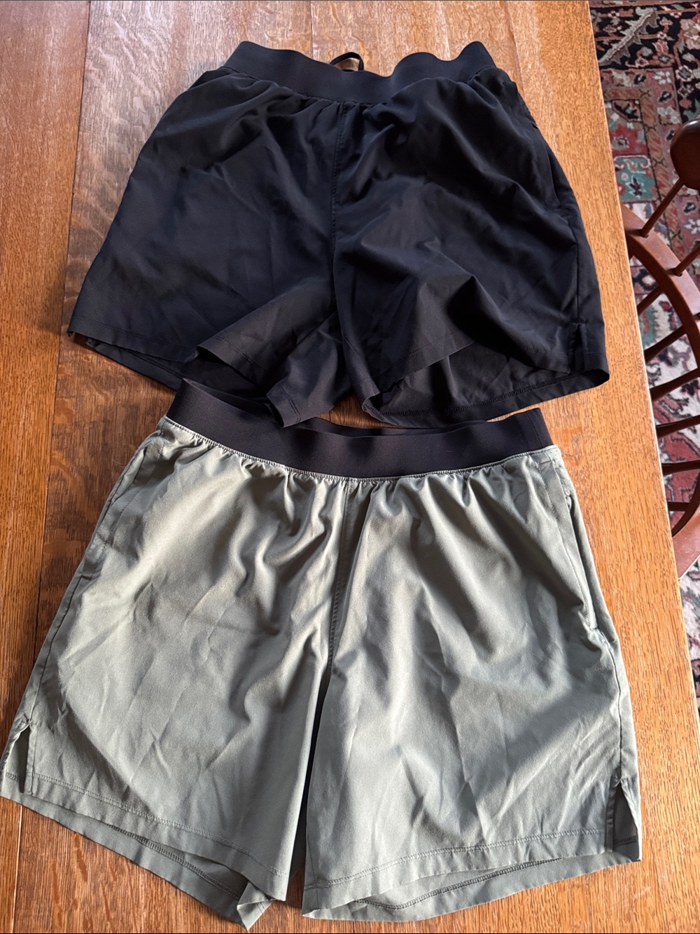 Old Navy Men’s Athletic Shorts — Black & Olive Green